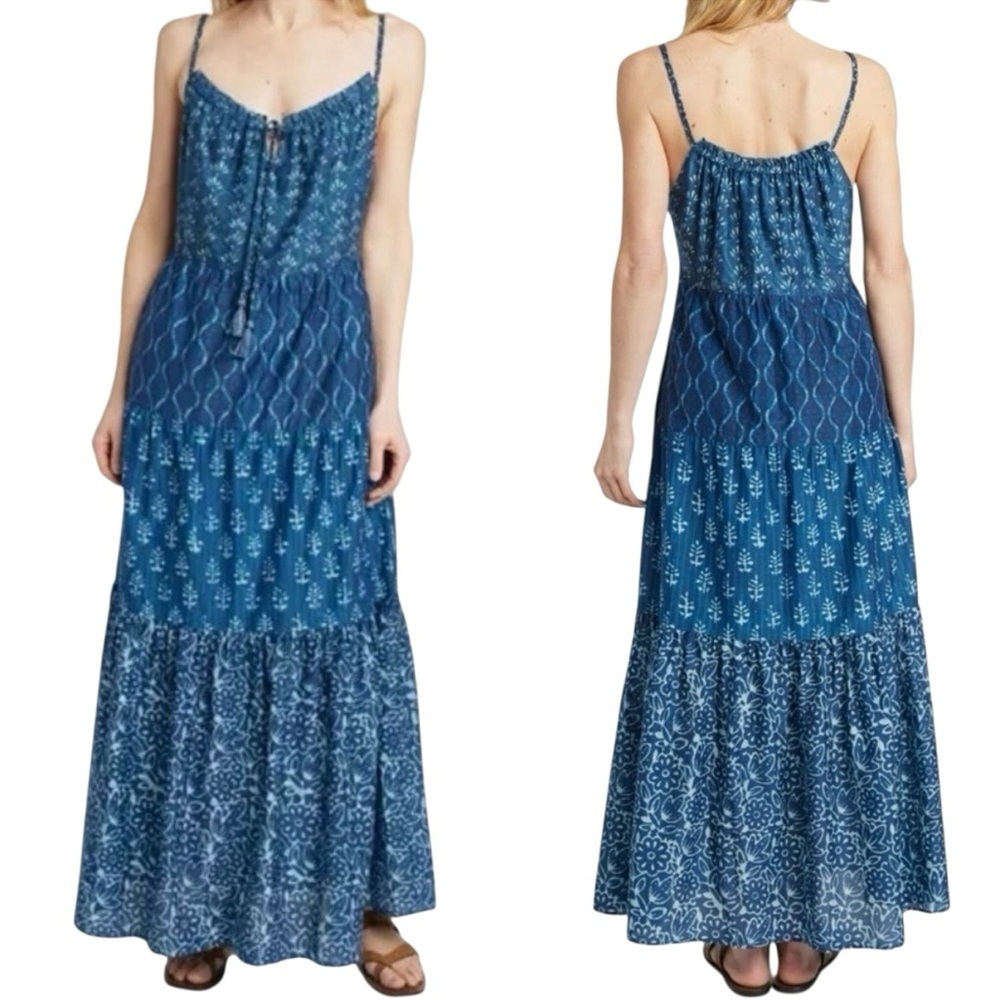 Faherty Sun Chaser Maxi Dress Blue Size Small Boho Beach Summer